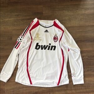 Adidas White and Red Long Sleeve Soccer Jersey